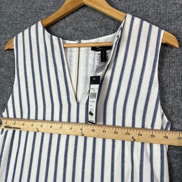NEW $198 BCBGMAXAZRIA Yousra Blue & White Striped Peplum Dress Size 8 - Picture 6 of 7